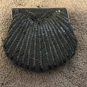 Elegant Black Beaded Clutch